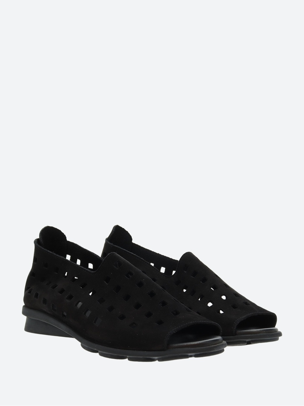 Arche France Denver Drick Open Toe Square Perforated Slip On Flat Shoes